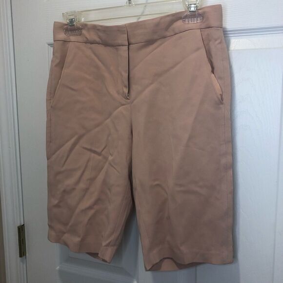 Rebecca Taylor pink midi Bermuda shorts with side lace detail, size 4 - Picture 2 of 13